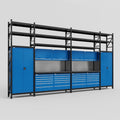 M1221 Modular Work Bench with Shelves - H3100mm x W5700mm | Laminate WBT | Blue