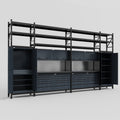 M1221 Modular Work Bench with Shelves - H3100mm x W5700mm | Laminate WBT | Dark Grey