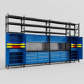 M1221 Modular Work Bench with Shelves - H3100mm x W5700mm | Laminate WBT | Blue