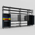 M1221 Modular Work Bench with Shelves - H3100mm x W5700mm | Laminate WBT | Dark Grey