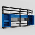 M1221 Modular Work Bench with Shelves - H3100mm x W5700mm | Laminate WBT | Blue