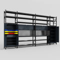 M1221 Modular Work Bench with Shelves - H3100mm x W5700mm | Laminate WBT | Dark Grey