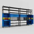 M1221 Modular Work Bench with Shelves - H3100mm x W5700mm | Laminate WBT | Blue