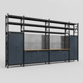 M1221 Modular Work Bench with Shelves - H3100mm x W5700mm | MDF WBT | Dark Grey