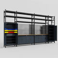 M1221 Modular Work Bench with Shelves - H3100mm x W5700mm | MDF WBT | Dark Grey