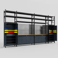 M1221 Modular Work Bench with Shelves - H3100mm x W5700mm | MDF WBT | Dark Grey