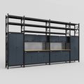 M1221 Modular Work Bench with Shelves - H3100mm x W5700mm | MDF WBT | Dark Grey