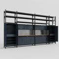 M1221 Modular Work Bench with Shelves - H3100mm x W5700mm | MDF WBT | Dark Grey