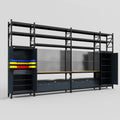M1221 Modular Work Bench with Shelves - H3100mm x W5700mm | MDF WBT | Dark Grey