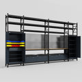 M1221 Modular Work Bench with Shelves - H3100mm x W5700mm | MDF WBT | Dark Grey