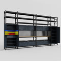 M1221 Modular Work Bench with Shelves - H3100mm x W5700mm | MDF WBT | Dark Grey
