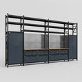 M1221 Modular Work Bench with Shelves - H3100mm x W5700mm | MDF WBT | Dark Grey
