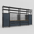 M1221 Modular Work Bench with Shelves - H3100mm x W5700mm | MDF WBT | Dark Grey