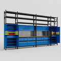 M1221 Modular Work Bench with Shelves - H3100mm x W5700mm | MDF WBT | Blue