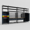 M1221 Modular Work Bench with Shelves - H3100mm x W5700mm | MDF WBT | Dark Grey
