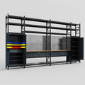 M1221 Modular Work Bench with Shelves - H3100mm x W5700mm | MDF WBT | Dark Grey