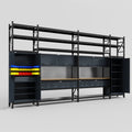 M1221 Modular Work Bench with Shelves - H3100mm x W5700mm | MDF WBT | Dark Grey