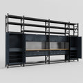 M1221 Modular Work Bench with Shelves - H3100mm x W5700mm | MDF WBT | Dark Grey