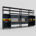 M1221 Modular Work Bench with Shelves - H3100mm x W5700mm | MDF WBT | Dark Grey