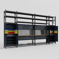 M1221 Modular Work Bench with Shelves - H3100mm x W5700mm | MDF WBT | Dark Grey