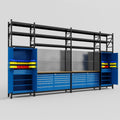 M1221 Modular Work Bench with Shelves - H3100mm x W5700mm | MDF WBT | Blue