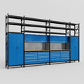 M1221 Modular Work Bench with Shelves - H3100mm x W5700mm | MDF WBT | Blue