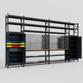 M1221 Modular Work Bench with Shelves - H3100mm x W5700mm | MDF WBT | Dark Grey
