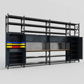 M1221 Modular Work Bench with Shelves - H3100mm x W5700mm | MDF WBT | Dark Grey