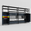 M1221 Modular Work Bench with Shelves - H3100mm x W5700mm | Stainless WBT | Dark Grey