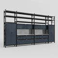M1221 Modular Work Bench with Shelves - H3100mm x W5700mm | MDF WBT | Dark Grey