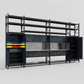 M1221 Modular Work Bench with Shelves - H3100mm x W5700mm | Stainless WBT | Dark Grey
