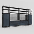 M1221 Modular Work Bench with Shelves - H3100mm x W5700mm | Stainless WBT | Dark Grey