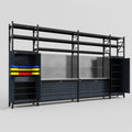 M1221 Modular Work Bench with Shelves - H3100mm x W5700mm | Stainless WBT | Dark Grey