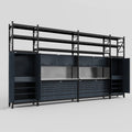 M1221 Modular Work Bench with Shelves - H3100mm x W5700mm | Stainless WBT | Dark Grey