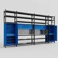 M1221 Modular Work Bench with Shelves - H3100mm x W5700mm