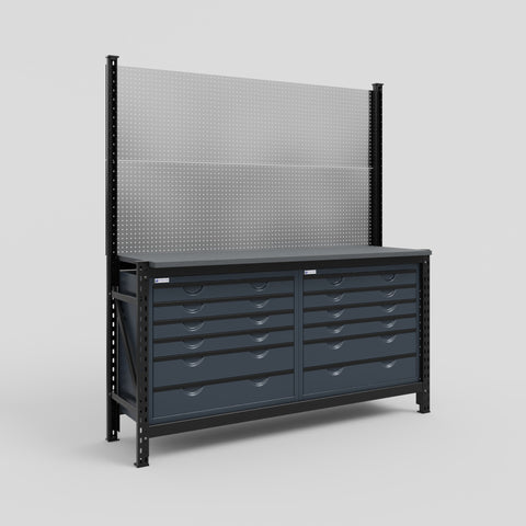 M2 Modular Work Bench - H2100mm x W1920mm | Laminate WBT | Dark Grey