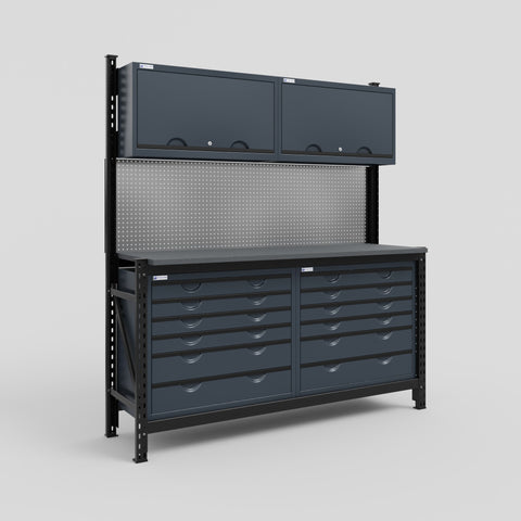 M2 Modular Work Bench - H2100mm x W1920mm | Laminate WBT | Dark Grey