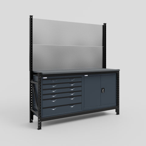M2-2 Modular Work Bench - H2100mm x W1920mm | Laminate WBT | Dark Grey