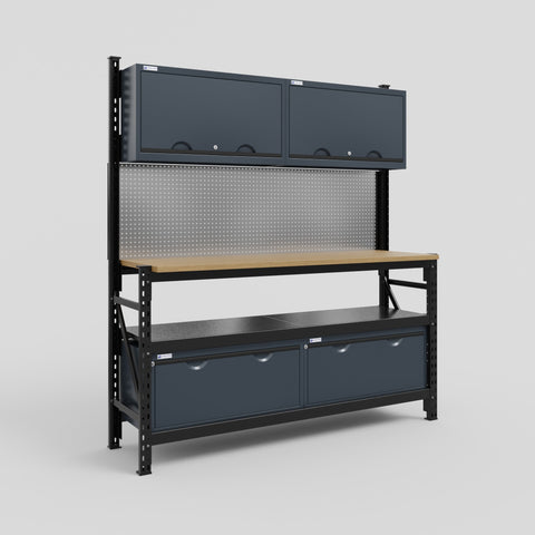 M2 Modular Work Bench - H2100mm x W1920mm | MDF WBT | Dark Grey