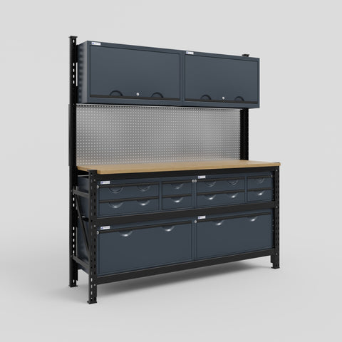 M2 Modular Work Bench - H2100mm x W1920mm | MDF WBT | Dark Grey