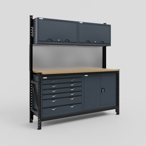 M2-2 Modular Work Bench - H2100mm x W1920mm | MDF WBT | Dark Grey