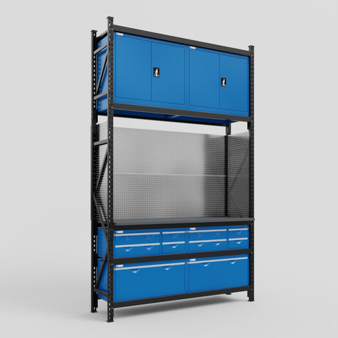 M2 Modular Work Bench - H3100mm x W1920mm | Laminate WBT | Blue