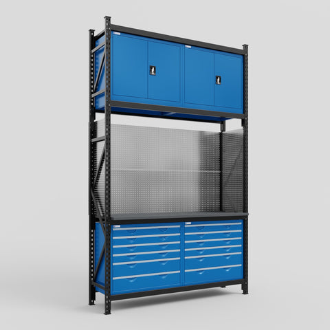 M2 Modular Work Bench - H3100mm x W1920mm | Laminate WBT | Blue