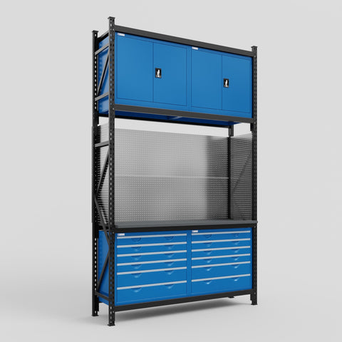 M2 Modular Work Bench - H3100mm x W1920mm | Laminate WBT | Blue