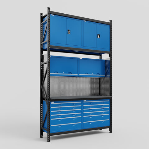 M2 Modular Work Bench - H3100mm x W1920mm | Laminate WBT | Blue