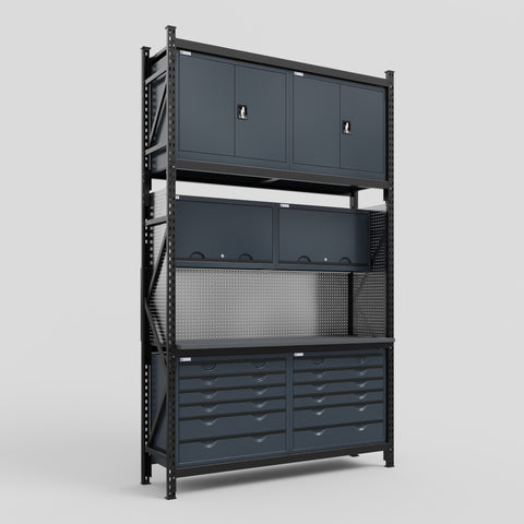 M2 Modular Work Bench - H3100mm x W1920mm | Laminate WBT | Dark Grey