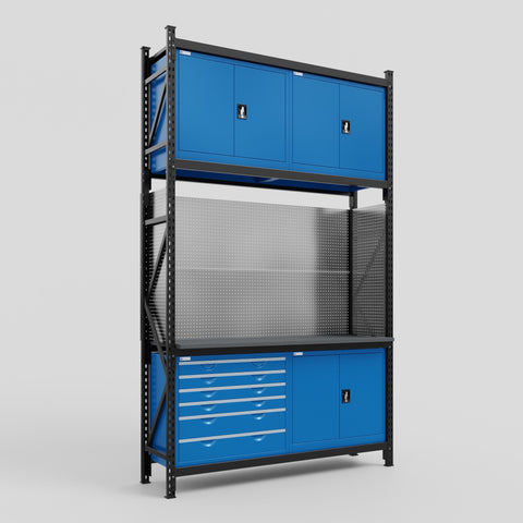 M2-3C Modular Work Bench - H3100mm x W1920mm | Laminate WBT | Blue
