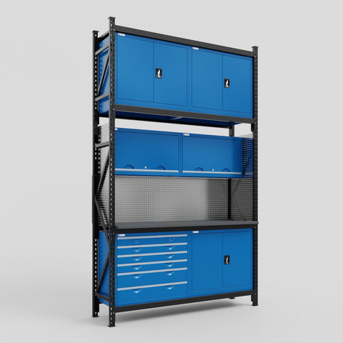 M2-3C Modular Work Bench - H3100mm x W1920mm | Laminate WBT | Blue