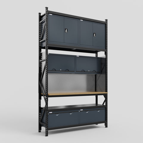 M2 Modular Work Bench - H3100mm x W1920mm | MDF WBT | Dark Grey
