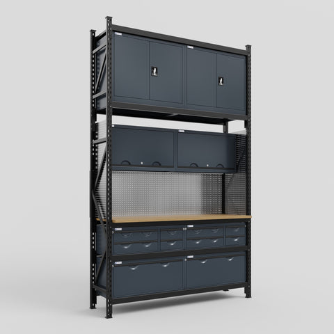 M2 Modular Work Bench - H3100mm x W1920mm | MDF WBT | Dark Grey
